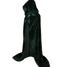 Black Velvet Hooded Cape Vampire Costume UK Long Cloak New Women Men