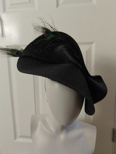Black large straw - straw, fascinator