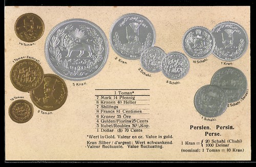 Postcard persian coins - postcard,