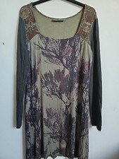 Bohemia Hippie Boho Dress Size L Tunic Stretchy Tree Print Flare