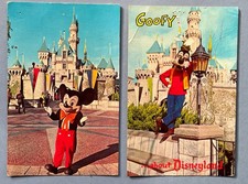 Pair of Vintage Colour Photo Disneyland America Postcards Mickey & Goofy. 1970's