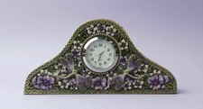Leonardo Collection Enamel Jewelled Desk Clock Dragonfly Purple Replaced Insert