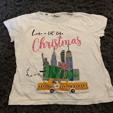 Ladies White Christmas Pyjama Top, Medium, New York Scene, Avon, Festive