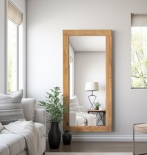 Full Length Mirror, Long Wooden Oak Framed Wall Mirror, Hallway/Bathroom Mirror