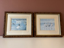 Pair of Framed Vintage Seaside Edward Henry Potthast Manuscript Limited England