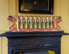 XL Vintage Balinese Carved Wooden Wall Panel / Frieze of a Dragon Boat & Maidens