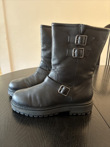 Black leather motorcycle biker - black,