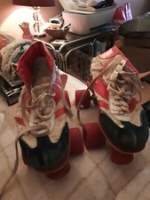 Vintage Retro 80s Roller Skates Quad Boots, Red, White & Blue Size 5.5