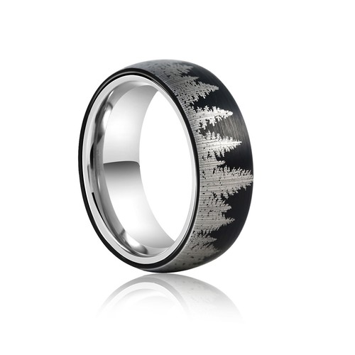 8mm tungsten forest men ring - tungsten,