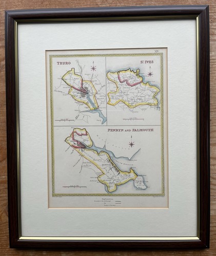 Framed glazed antique map - map, of