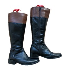 Jane Shilton Long Black Brown Leather Boots 38 5