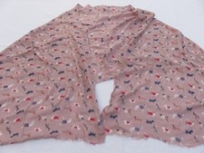 PEONY SCARF - DUSTY ROSE PINK TEENY DOG PATTERN 100% VISCOSE LONG SCARF CUTE