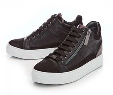 MODA IN PELLE AKELLA BLACK LEATHER HIDDEN WEDGE HIGH TOP TRAINERS UK5/EU38