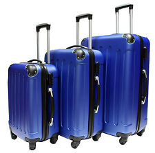 BLUE Hard Shell 4 Wheel Suitcase Spinner Luggage Case Trolley Cabin Carry On