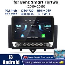 10.1" 64G Android 13 Carplay Car Stereo Radio GPS For Smart Fortwo 451 2010-2015