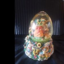 Easter Bunny Egg Hunt Snow Globe Ornament ~ Musical Playing Easter Parade