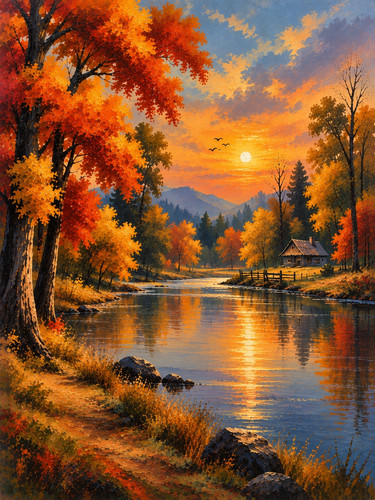 Original hand painted autumn - painted,