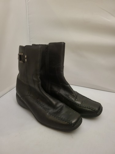 Ladies black leather ankle - black,