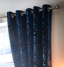 Amelia Teal Eyelet Curtains