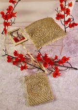 Golden sequined Makeup Bag  Set : Small Pouch for Lipstick with Mirror Mini