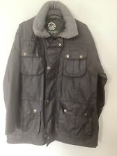 Oxford Size Small Wax Jacket Fabric Collar With Buckles, Check Lining. Pockets