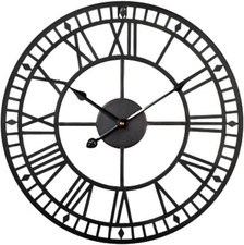 60cm Extra Large Roman Numerals Skeleton Wall Clock Giant Big Open Face Round UK