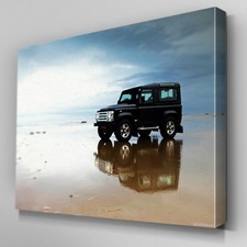 Cars210 Land Rover Defender Beach Canvas Art Ready to Hang Picture Print