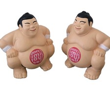 2 VTG Japan SUMO WRESTLERS Figures Foam Stress Hand Squishy ALPI 2000 Seat Logo
