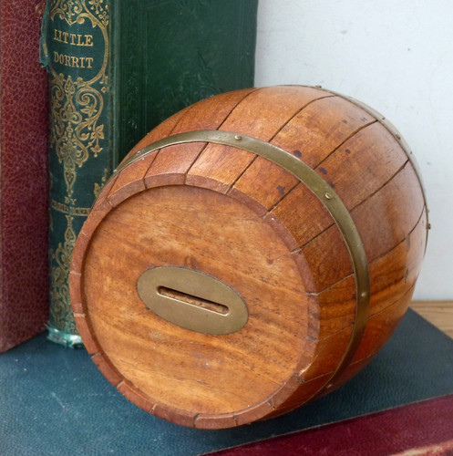 Vintage wooden money box - vintage, bank