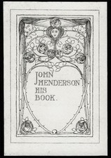 Fine Artist Bookplate Exlibris by Director of  The Glasgow School c.1900