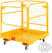 1200lbs Forklift Safety Cage Folding Security Platform Lockable Swivel Wheels