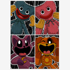 Poppy Playtime Huggy Wuggy Kissy Missy Cat Nap Dog Day A5 Brown Paper Art Prints