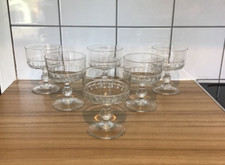 Vintage 1970's Set Of  6 French Luminarc Glass Pedestal Sundae Glasses/Bowls Gc 