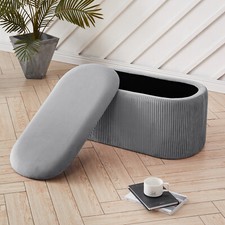 Velvet Storage Ottoman Seat