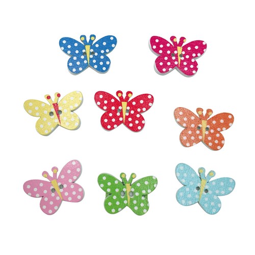 Assorted color wooden buttons - assorted,