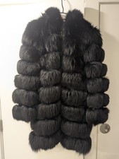 Real Black Fox Fur Coat Size