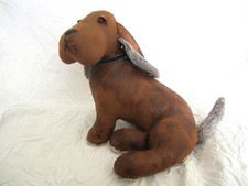 Weighted Brown Dog Door Stop Leather Effect Novelty Basset Hound Doorstop Decor