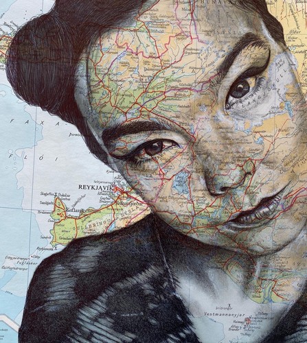 Bjork art print pen drawing - print.,