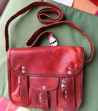 Real Leather Handmade Mini Satchel Cross-body Bag, Brown, Brand New