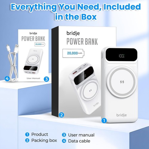 Bridje power bank 20000mah 45w - bank,