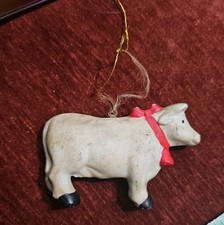 Vintage Pottery Cow Christmas