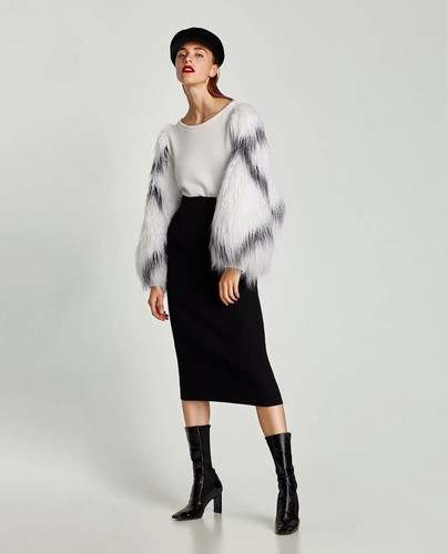 Zara cream knit faux - cream,