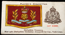 Derbyshire Yeomanry  Insignia  Vintage 1924 Illustrated Card  FE07M