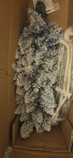 HOMCOM 5ft Artificial Blue Snow Flocked Tree Hinged, Refurbished