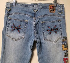 Embellished Rose Jeans Boho
