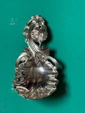 ANTIQUE SILVER GEORGE UNITE CADDY SPOON BIRMINGHAM 1852 SCROLL & LEAFAGE DESIGN