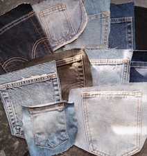 Denim Pockets Offcuts - Recycled Jeans 300g bag - Mixed Size/Colour Pockets