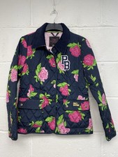 Paul’s Boutique Navy Blue Quilted Jacket With Pink Rose Design Size M PN