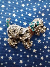 Stunning And Unusual Vintage Dalmatian Puppy Multi Stone Brooch (405)