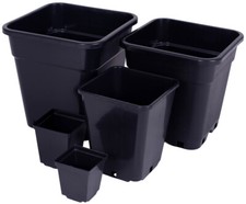 Black plastic plant - black, pots